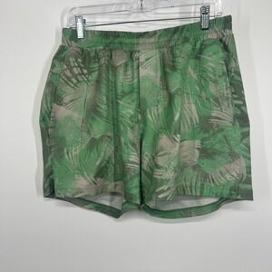Lululemon Channel Cross Swim Shorts Mens L Palm 5" Green Lined M7AF6S *Repaired